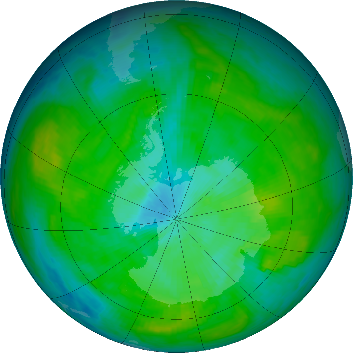 Antarctic ozone map for 17 February 1980